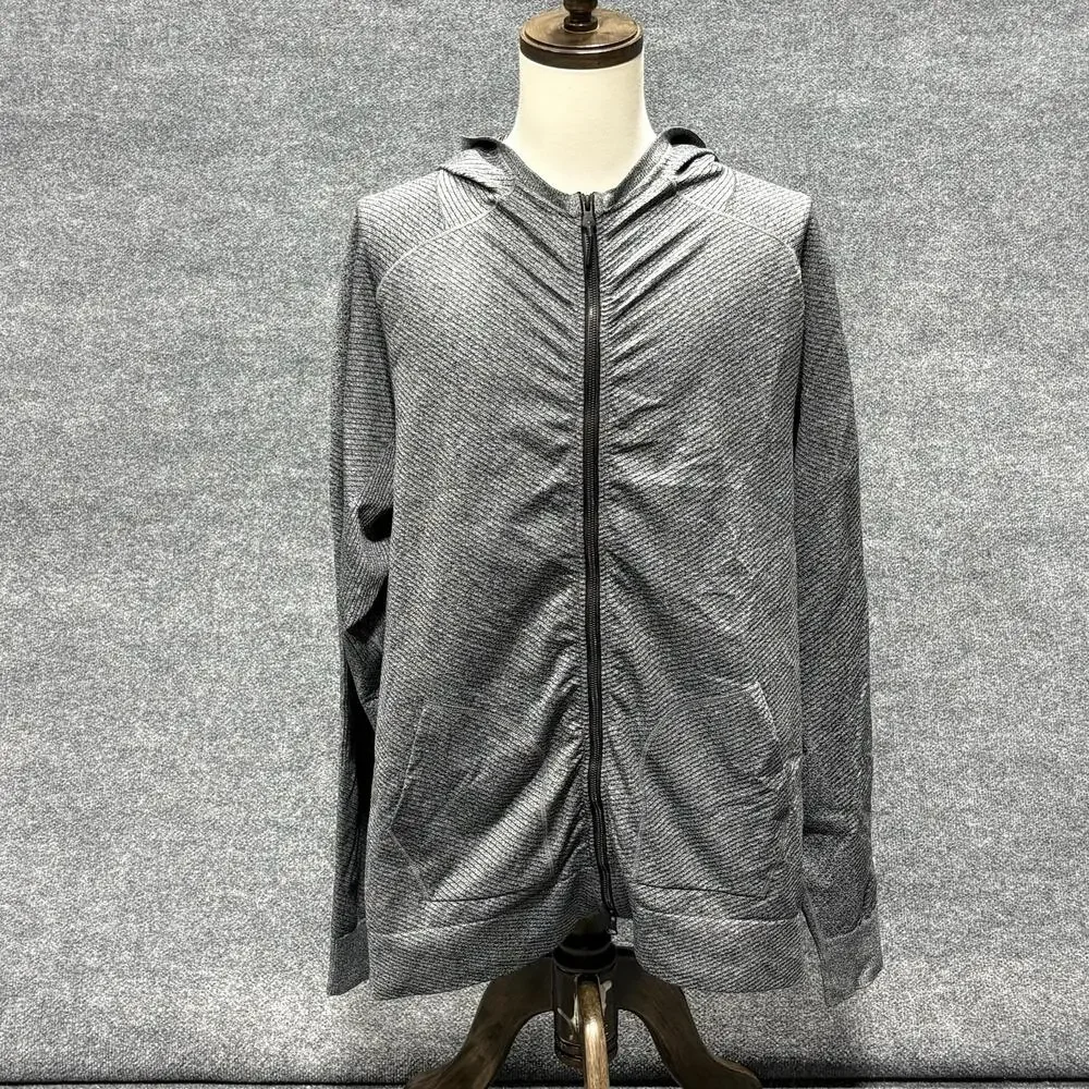 Adidas Reigning Champ Hoodie Mens Medium Gray Full Zip Stripe Lightweight Jersey